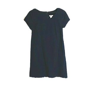 J Crew Women's Cotton Silk Blend Dark Purple Short Sleeved Dress Braided Trim 10